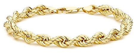 CARISSIMA Women's 9 ct Yellow Gold Hollow 6 mm 120 PG Rope Chain Bracelet of Length 20 cm/8 Inch