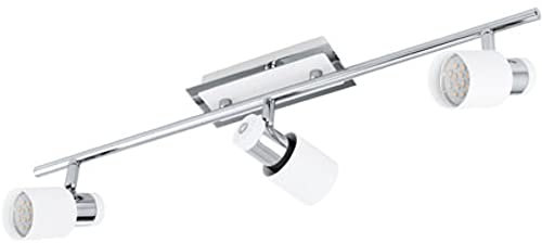 EGLO LED Deckenlampe Davida, 3 flammige Deckenleuchte, Deckenspot aus Metall in Chrom, Weiß, Wohnzimmerlampe, Spots inkl. GU10 Leuchtmittel, warmweiß