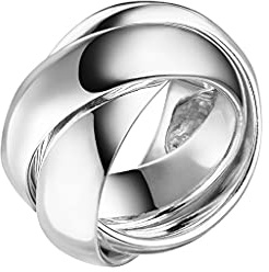 Skielka Designschmuck massiver 3er Ring Goldschmiedearbeit aus Deutschland (Sterling Silber 925) 16 mm Rollring Spielring Dreierring 3-Fach Ring Dreier 3-er Damen Herren