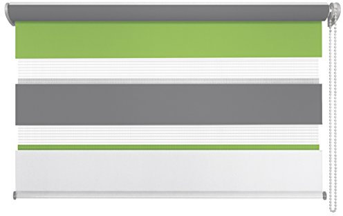 mydeco Rollo, Triple: Weiß, Grün, Grau, 140x160 [Breite x Höhe]