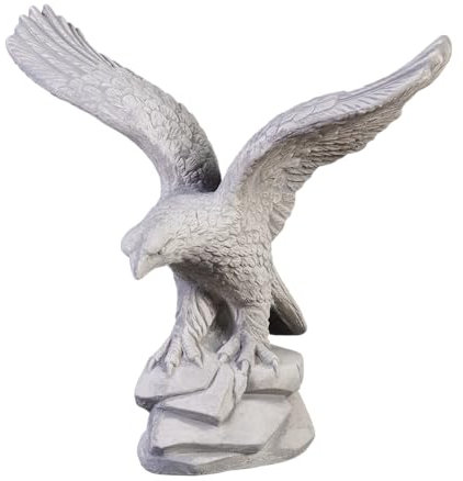 gartendekoparadies.de Adlerfigur aus Steinguss, Steinadler, Höhe 32 cm, 35 cm Spannweite, 4 kg, frostsicher (Grau)