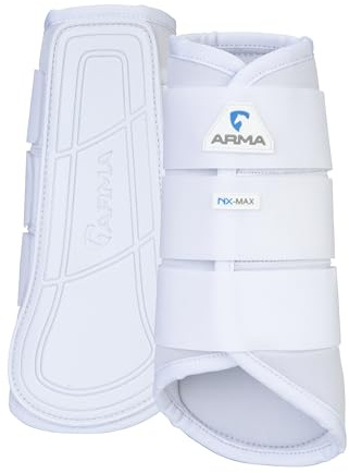 Shires ARMA Neoprene Brushing Boots - Shock Absorbing Horse Leg Protection for Flatwork and Turnout - Multiple Sizes White/Full