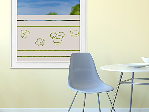 GRAZDesign Fensterfolie Küche Blickdicht Kochmützen Motiv Sichtschutzfolie selbstklebend - 100x57cm / Silbergrau