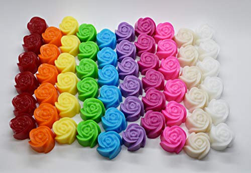50 x Minisaponette a forma di roselline per matrimoni, compleanni, feste, bomboniere. Profumate