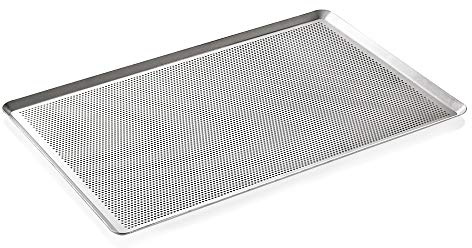 WAS 6816 600 Aluminium Backblech, 3mm Perforierung, Schräg Zulaufende Kanten, 60cm Länge, 40cm Breite, 2cm Höhe