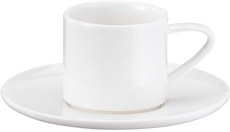 ASA à Table Espressotasse mit Untertasse aus Fine Bone China in der Farbe Weiß mit glänzendem Finish Handgefertigt, Maße: 5,5cm x 5,5cm x 5,5cm, 1993013