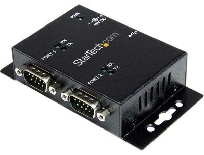 2PC4965 - StarTech.com 2 Port Industrial Wall Mountable USB to Serial Adapter Hub with DIN Rail Clips