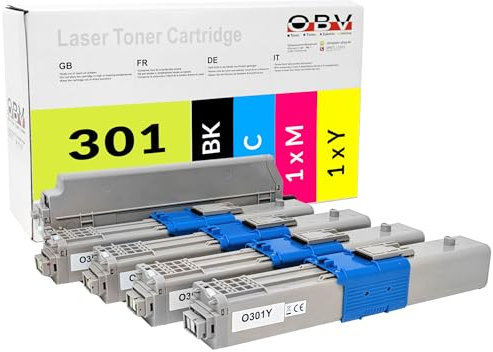 OBV Kompatibel C301 - 4X Toner für Oki C321 MC332 MC342 ersetzt 4973536 44973535 44973534 44973533 schwarz Cyan Magenta gelb