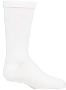 SockShop Kids’ Bamboo Socks, Comfort Cuff, Hand Linked Toes, Plain Bright Solid Striped, Soft,Breathable, 1 Pair Pack (UK, Age, 4 Years, 7 Years, Regular, White)