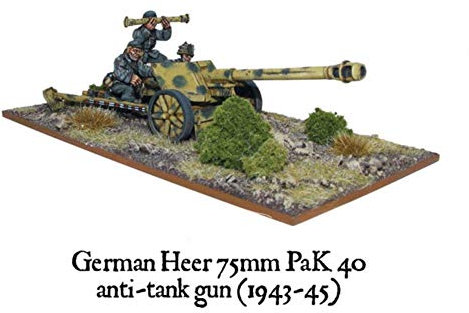 Warlord Games German Heer 75mm PaK 40 Anti-Tank Gun (1943-45) Action Tabletop Game Figure Set, Age 14+