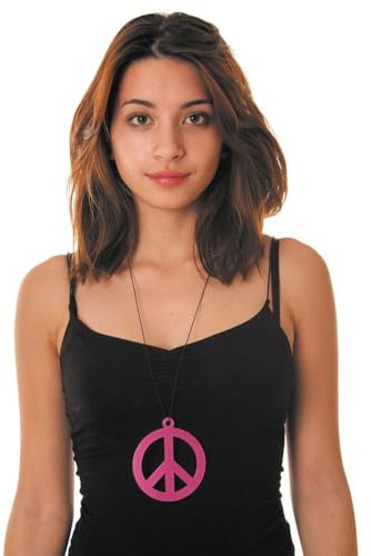 PARTYPRO Collier pendentif peace rose fluo adulte - Rose - Taille unique