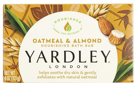 Yardley London - Pain de savon exfoliant Oatmeal & Almond (flocons d'avoine et amande) - Pour apaiser la peau sèche