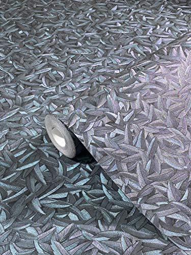 Papel Pintado Pared Azul, Lila Motivo Floral - Colección Glööckler Imperial de Marburg - Habitación Matrimonio, Salón y Cocina - Fabricado en Alemania - 10,05 x 0,70m