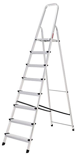 Oryx Escalera Aluminio 8 Peldaños Plegable, Uso doméstico, Antideslizante, Ligera y Resistente