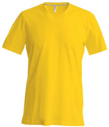 Kariban Mens Short Sleeve V Neck Slim Fit T-Shirt (S) (Yellow)