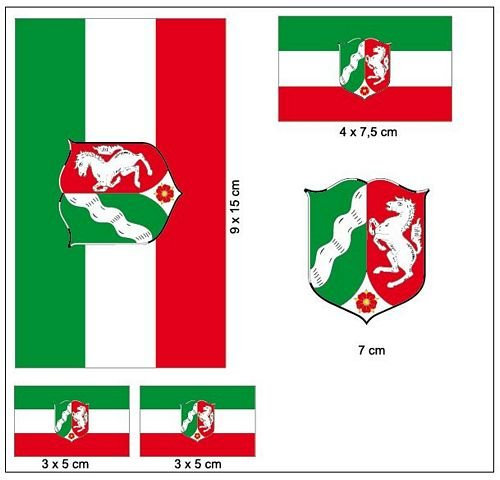 Aufkleber Set Nordrhein Westfalen Fahne Flagge