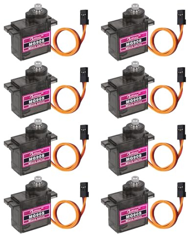 Lot de 8 servomoteurs MG90S 9 g Micro engrenages en métal pour robot, voiture, avion, hélicoptère, Arduino