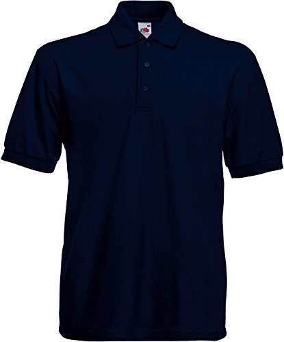 Fruit of the Loom Mens Heavy Poly/Cotton Pique Polo Shirt Deep Navy XL