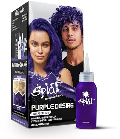 Splat Purple Desire Semi Permanent Hair Dye Kit with Bleach, 1 Application