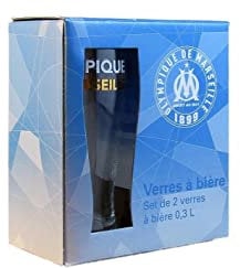 OLYMPIQUE DE MARSEILLE Set 2 Verres à bière Om - Collection Officielle