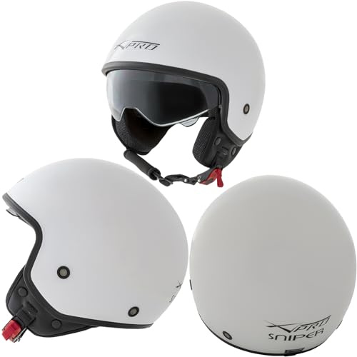 A-Pro Motorradhelm Motorrad Roller Jet Helm Innensonnenblende Viser Weiss S