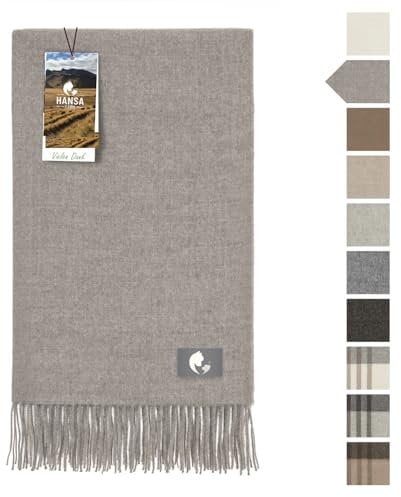 HANSA-FARM | Extra große Baby Alpaka Decke - 200 x 130 cm - Kuschelig weich aus 100% Baby Alpakawolle (kratzfrei, ungefärbt) Plaid Tagesdecke & Alpaka Wolldecke - Steingrau Uni (Grau)