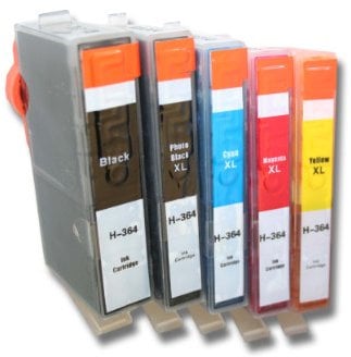 vhbw 5X Tintenpatronen kompatibel mit HP Deskjet D5445, 3070a E-All-In-One Drucker - Set Cyan, Magenta, Yellow, Schwarz, Photo Schwarz (Kompatibel)