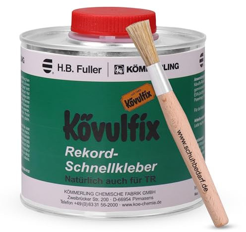 Langlauf Schuhbedarf 300g Dose EPDM Kleber - Kontaktkleber - veganer Kraftkleber - Kövulfix Rekord Schuhkleber extra stark wasserfest mit Klebstoffpinsel - Sohlenkleber Lederkleber Alleskleber