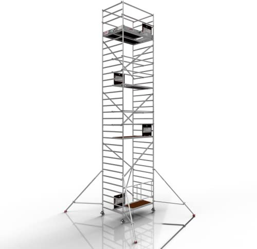 Profigerüst: ALTEC AluKlik® 2.0 1000 XXL, Arbeitshöhe 10m, 135cm Breite, TÜV, Made in Germany, 25cm höhenv. Ø150mm Rollen, Alu Gerüst Rollgerüst Fahrgerüst Baugerüst Faltgerüst Arbeitsplattform