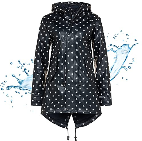 BMS Regenmantel 100% wasserdicht - marine mit weissen Sternen - 44