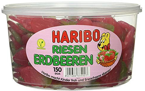 HARIBO - Riesenerdbeeren - Weingummi - Fruchtgummi - Box mit 150 Stück