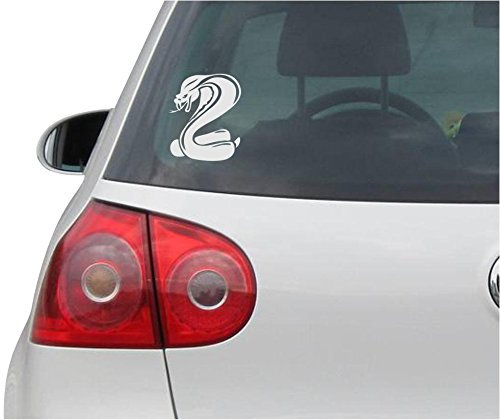 INDIGOS UG Aufkleber - Autoaufkleber - JDM - Die Cut - King Cobra Snake Decal Auto Window Laptop Sticker - Silber - 88mmx109mm