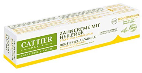 Cattier Zahncreme mit Heilerde und Bio-Zitronenöl, Naturkosmetik, 3er Pack (3 x 75 ml)