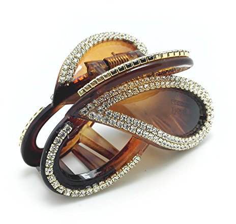 Meilliwish Diamante Farfalla Clip di capelli capelli Artiglio (D14)(Marrone)