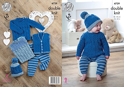 King Cole 4729 Knitting Pattern Baby Set Waistcoat Sweaters Leggings and Hat in Comfort DK