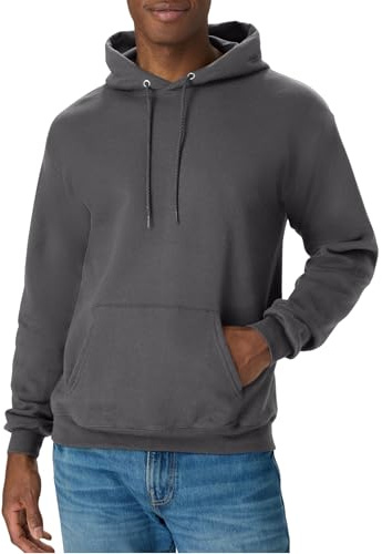 Hanes Men's Pullover EcoSmart Hooded Sweatshirt, Smoke Grey, X-Large