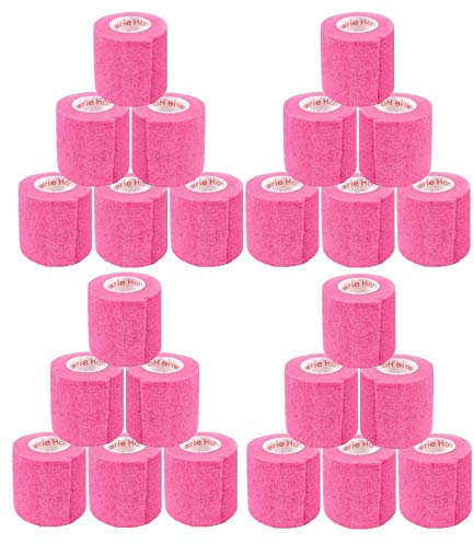 5,1 cm Vet Wrap Tape Bulk (Neon Pink) (24 Stück) Selbstklebende Haftung Flex Bandage Rap Grip Rolle für Hund Katze Haustier Pferd