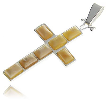 Anhänger Kreuz Bernstein Amber Silber 925