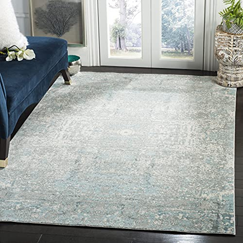 SAFAVIEH Mystique Collection Accent Rug - 3' x 5', Teal & Multi, Modern Abstract Distressed Design, Non-Shedding & Easy Care, Ideal for High Traffic Areas in Entryway, Living Room, Bedroom (MYS971A)