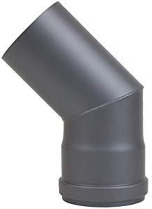 LANZZAS Pelletrohr Bogen 45° - Durchmesser 80 mm - Farbe: gussgrau - inklusive Silikon-Dichtring | Pelletofenrohr schwarz oder grau