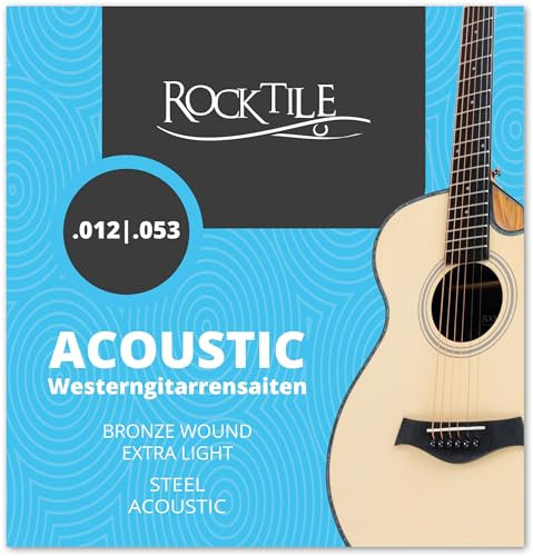 Cuerdas Rocktile para Guitarra Western Light - Cuerdas con Ball Ends - Calibres: .012, .016, .024, .032, .042, .053