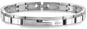 Breil, Joint Kollektion, Herrenarmband, Biluxstahl und Schwarzer Kristall, Doppelt Verspiegelt und Satiniert, Praktischer und eleganter Schmuckverschluss, Verstellbare Länge: 17-23 cm, Silber