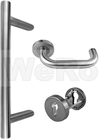 Edelstahl Haustür- Beschlag- Set 1801 Stoßgriff-Länge: 600mm