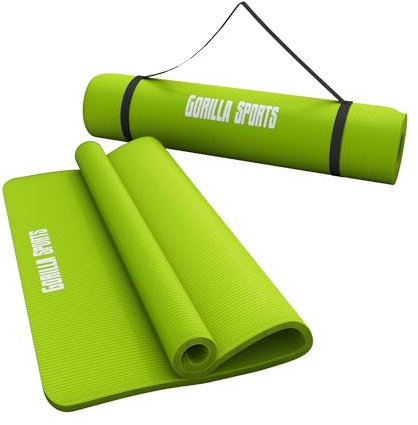 GORILLA SPORTS® Yogamatte - 190x60x1,5 cm oder 190x100x1,5 cm, mit Tragegurt, Phthalatfrei, Rutschfest, Farbwahl - Gymnastikmatte, Fitnessmatte, Sportmatte, Trainingsmatte, Übungsmatte