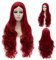 CoastaCloud 30LOLITA Moda Peluca Largo Pelo Ondulado Rizado para Fiesta Adultos Rojo Oscuro