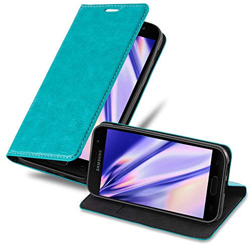 Cadorabo Hülle kompatibel mit Samsung Galaxy A5 2017 aus Premium Kunst Leder Flip Klappbare Stoßfeste Magnetische [Standfunktion] [Kartenfächern] Cover Hülle für Galaxy A5 2017 Tasche in Türkis