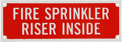 SmartSign 3M reflektierende Etiketten in Ingenieurqualität, Legende Fire Sprinkler Riser Inside, 5,1 cm hoch x 15,2 cm breit, Weiß auf Rot