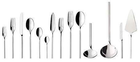 Villeroy & Boch NewWave Posate da Tavola, 113 Pezzi, Acciaio Inossidabile, Grigio (Argento)