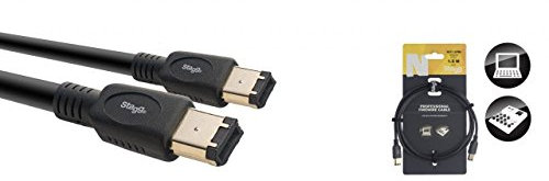 Stagg 21524 Firewire Kabel (1,5 m, 2x 6-polig Firewire, vergoldete Anschlüsse, FireWire 400) schwarz