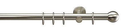 Liedeco Gardinenstange, Stilgarnitur 20 mm ø | Komplettgarnitur Drehfix Kugel | 120 cm | Edelstahl-Optik